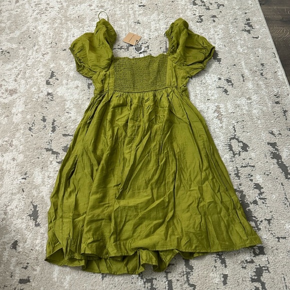 Blu Pepper Square Neck Short Puff Sleeve A-Line Dress Size Medium NWT - Kiwi - Picture 4 of 6